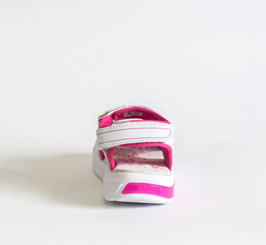 AC Girls' White and Pink Open-toe Sandals | 482/21-W