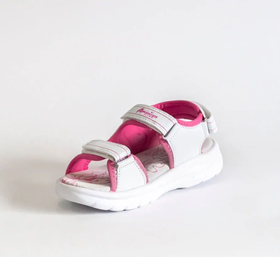 AC Girls' White and Pink Open-toe Sandals | 482/21-W