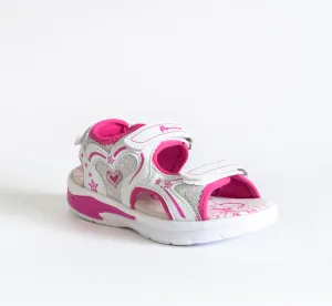 AC Girls' White and Pink Open-toe Sandals | 482/21-W