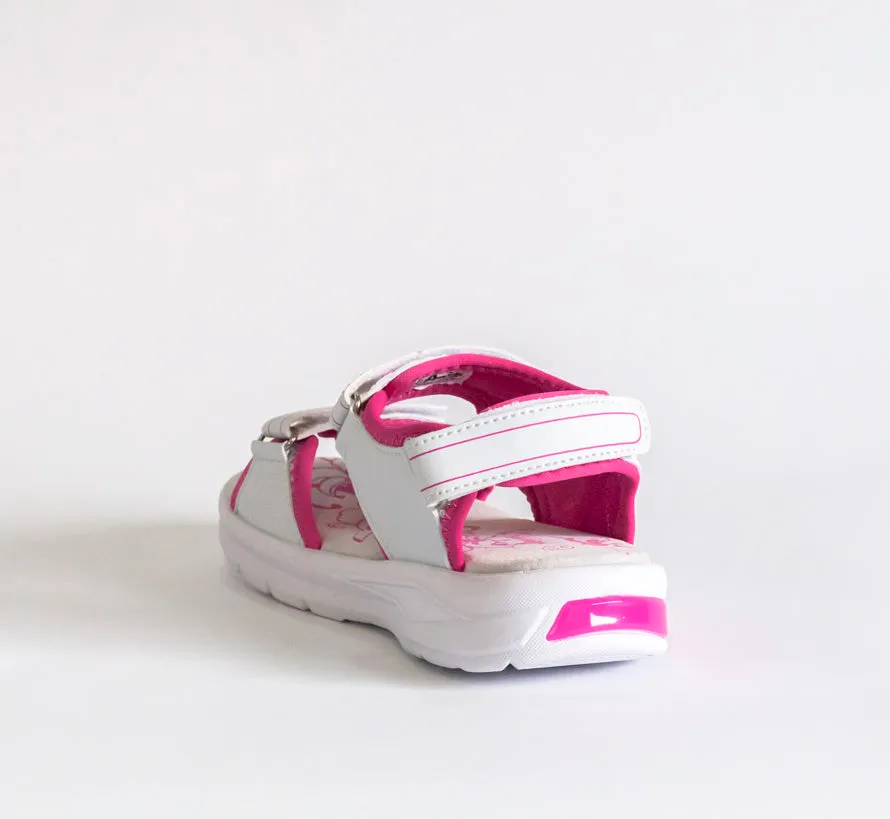 AC Girls' White and Pink Open-toe Sandals | 482/21-W