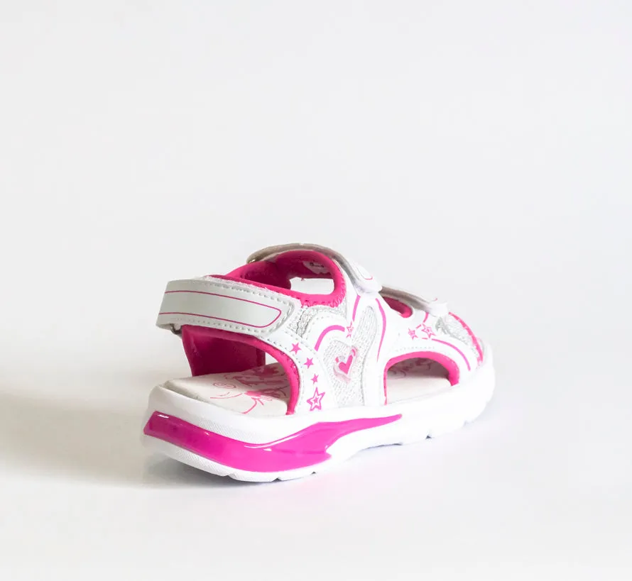 AC Girls' White and Pink Open-toe Sandals | 482/21-W