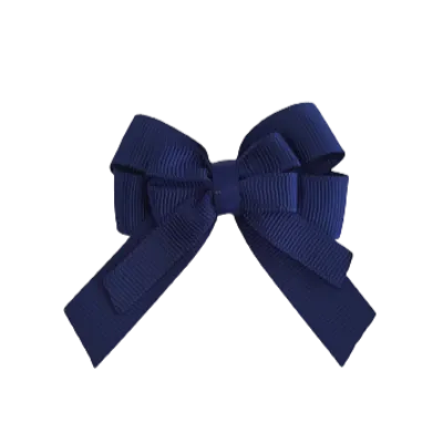 Amore Hair Bow - Plain Colour - Navy Blue Base and Centre Ribbon (31 colours Top)
