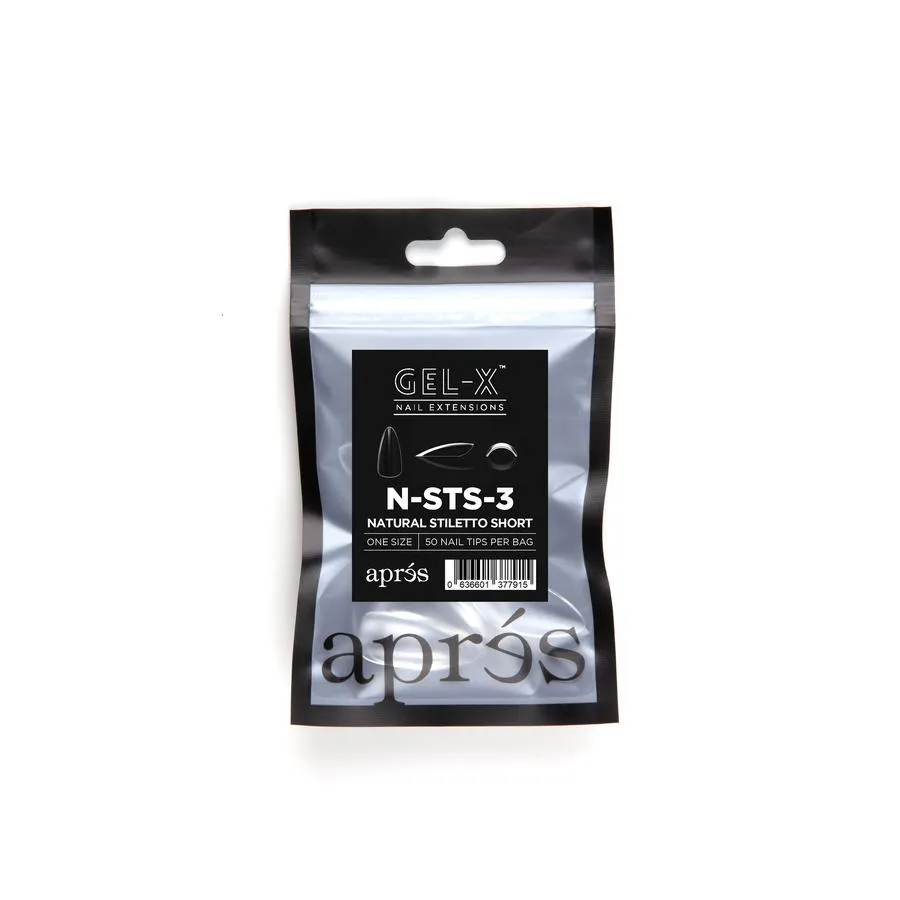 APRES GEL-X NATURAL STILETTO SHORT REFILL TIPS #00-#9