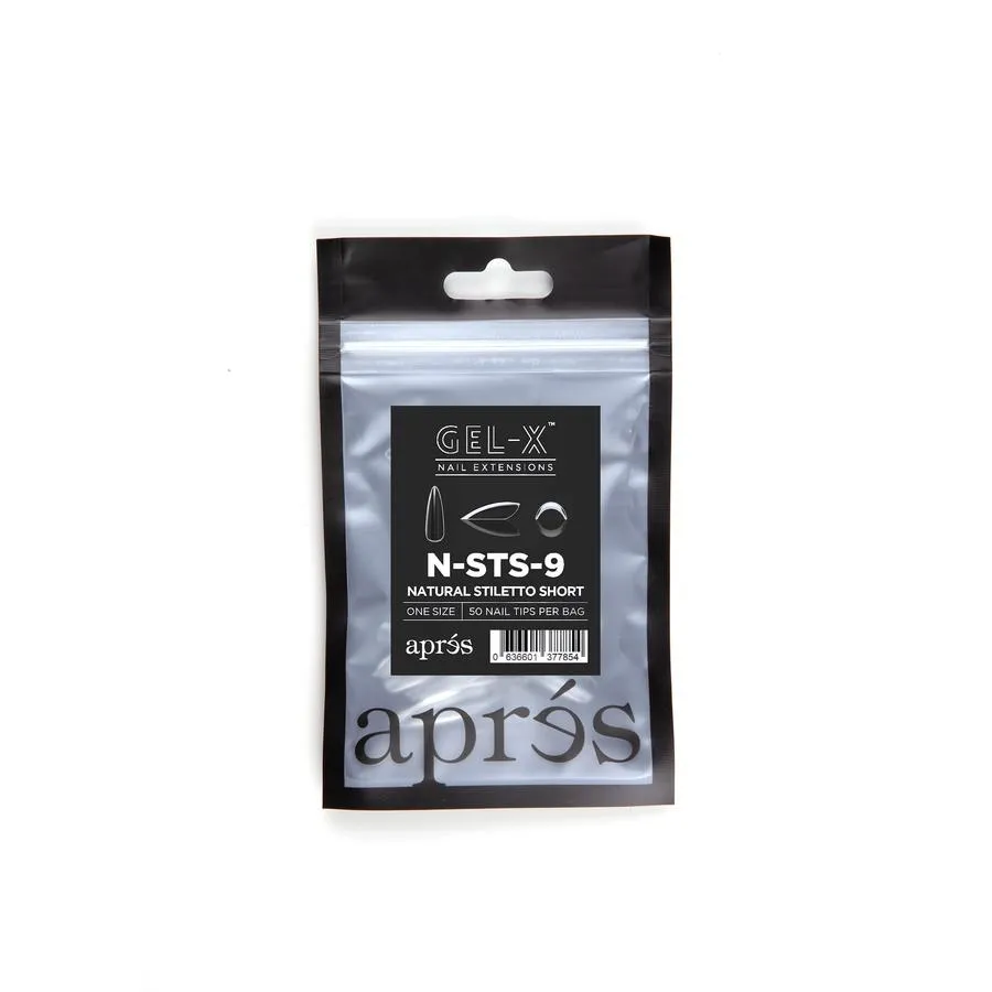 APRES GEL-X NATURAL STILETTO SHORT REFILL TIPS #00-#9