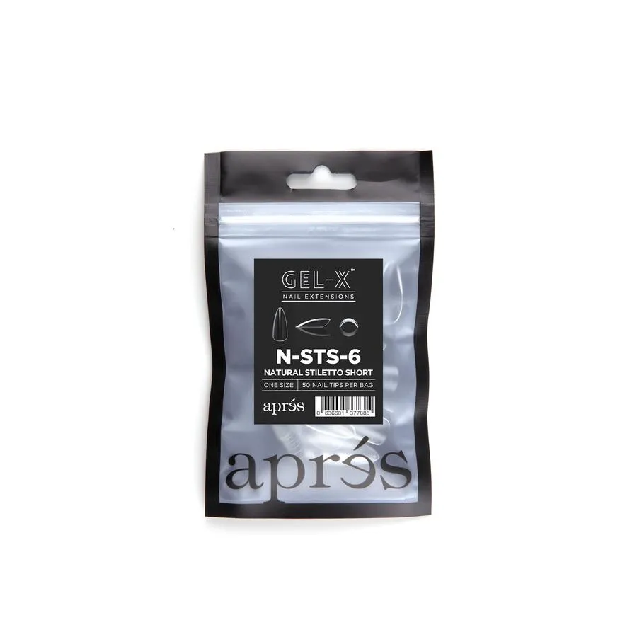 APRES GEL-X NATURAL STILETTO SHORT REFILL TIPS #00-#9