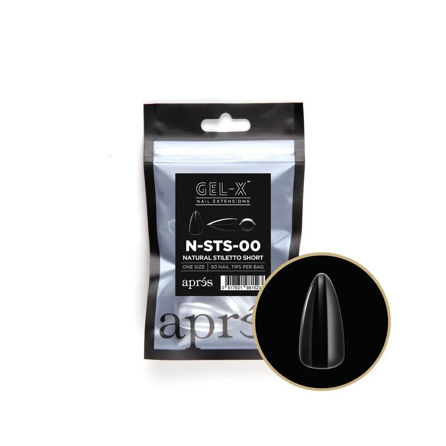 APRES GEL-X NATURAL STILETTO SHORT REFILL TIPS #00-#9