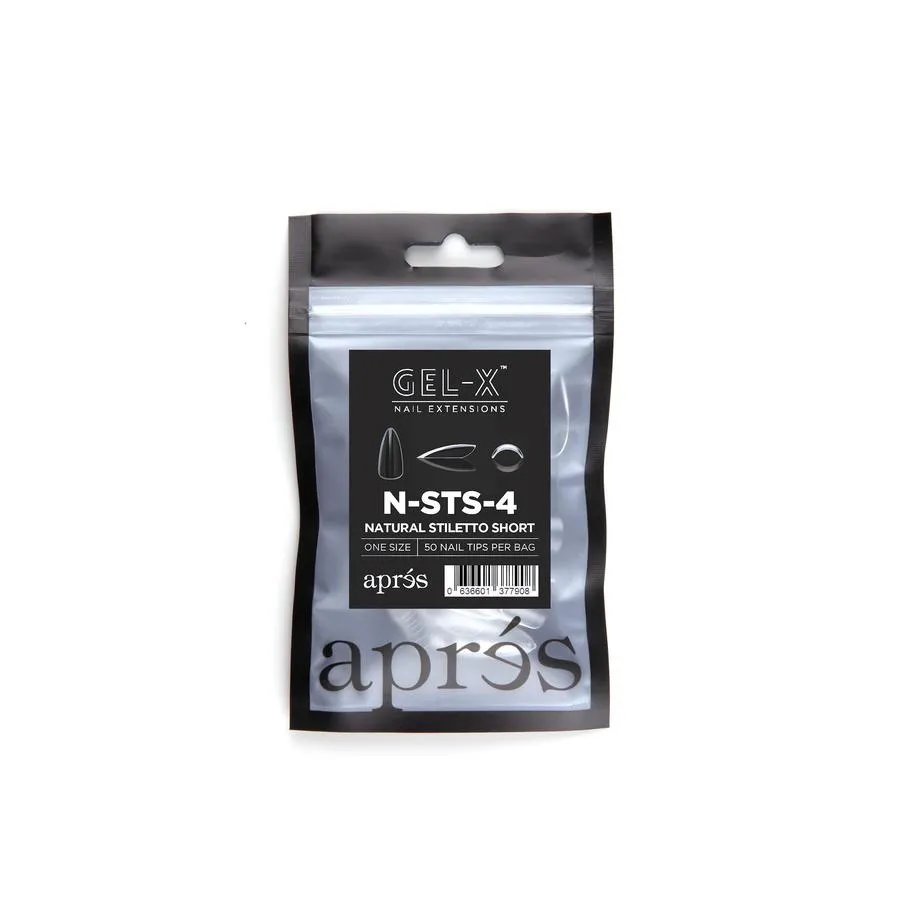 APRES GEL-X NATURAL STILETTO SHORT REFILL TIPS #00-#9