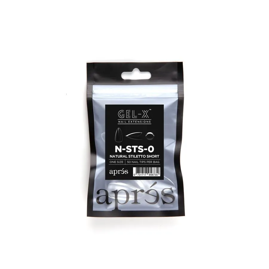 APRES GEL-X NATURAL STILETTO SHORT REFILL TIPS #00-#9