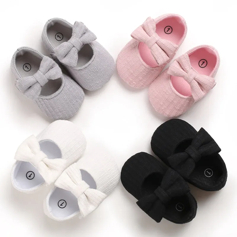 Baby First Walkers Clothing Baby Shoes Newborn Infant Pram Girls Princess Moccasins Bowknot Solid Soft Shoes.