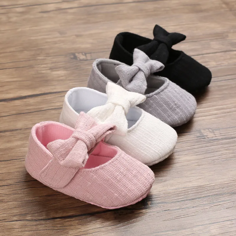Baby First Walkers Clothing Baby Shoes Newborn Infant Pram Girls Princess Moccasins Bowknot Solid Soft Shoes.
