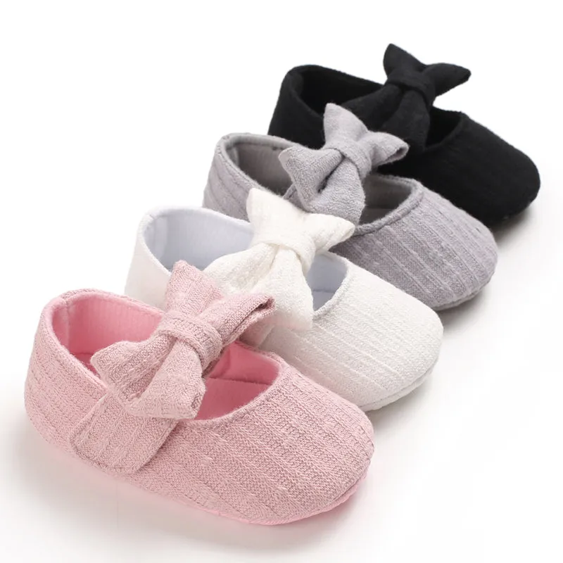 Baby First Walkers Clothing Baby Shoes Newborn Infant Pram Girls Princess Moccasins Bowknot Solid Soft Shoes.