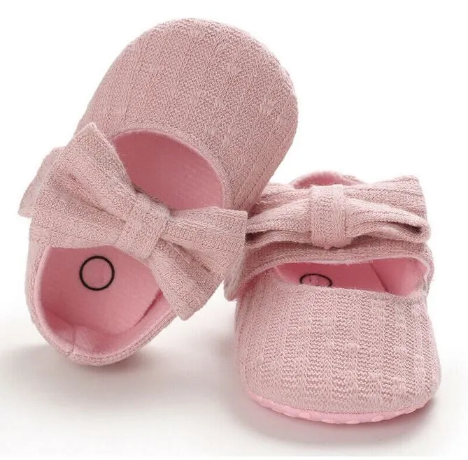 Baby First Walkers Clothing Baby Shoes Newborn Infant Pram Girls Princess Moccasins Bowknot Solid Soft Shoes.