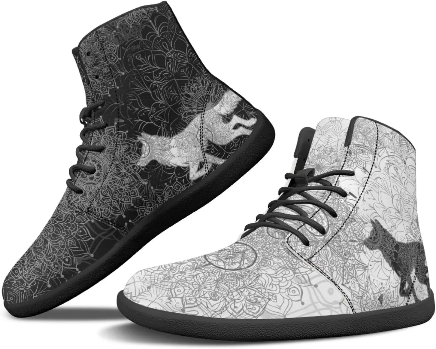 Binienty Wide Box Barefoot Shoes Men Women Wolf High Top Minimalist Ankle Boots Anti Skid Zero Drop Sole