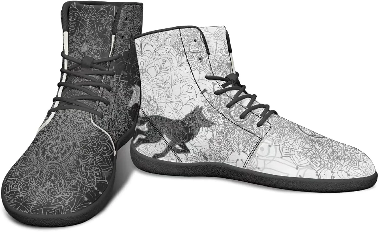 Binienty Wide Box Barefoot Shoes Men Women Wolf High Top Minimalist Ankle Boots Anti Skid Zero Drop Sole