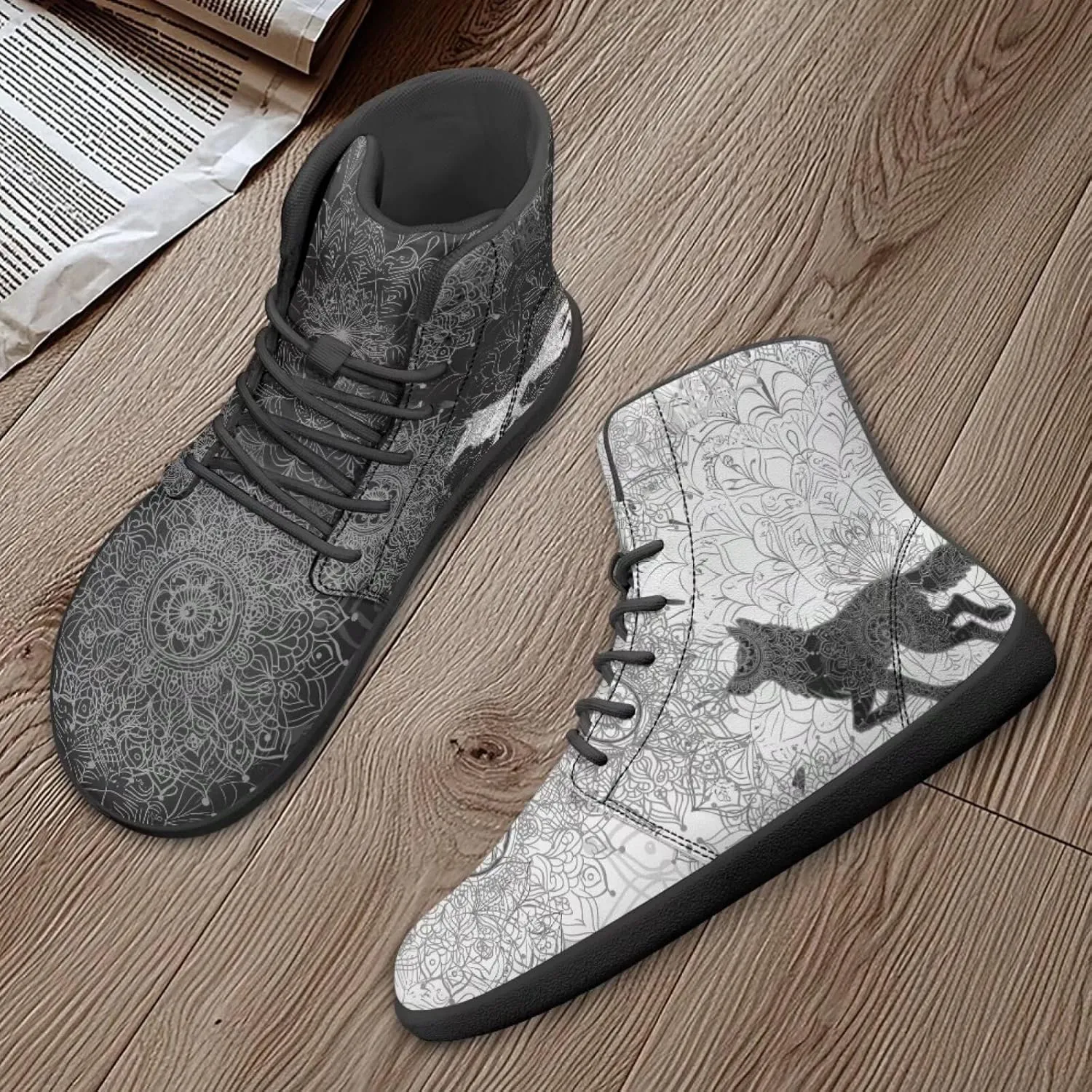 Binienty Wide Box Barefoot Shoes Men Women Wolf High Top Minimalist Ankle Boots Anti Skid Zero Drop Sole