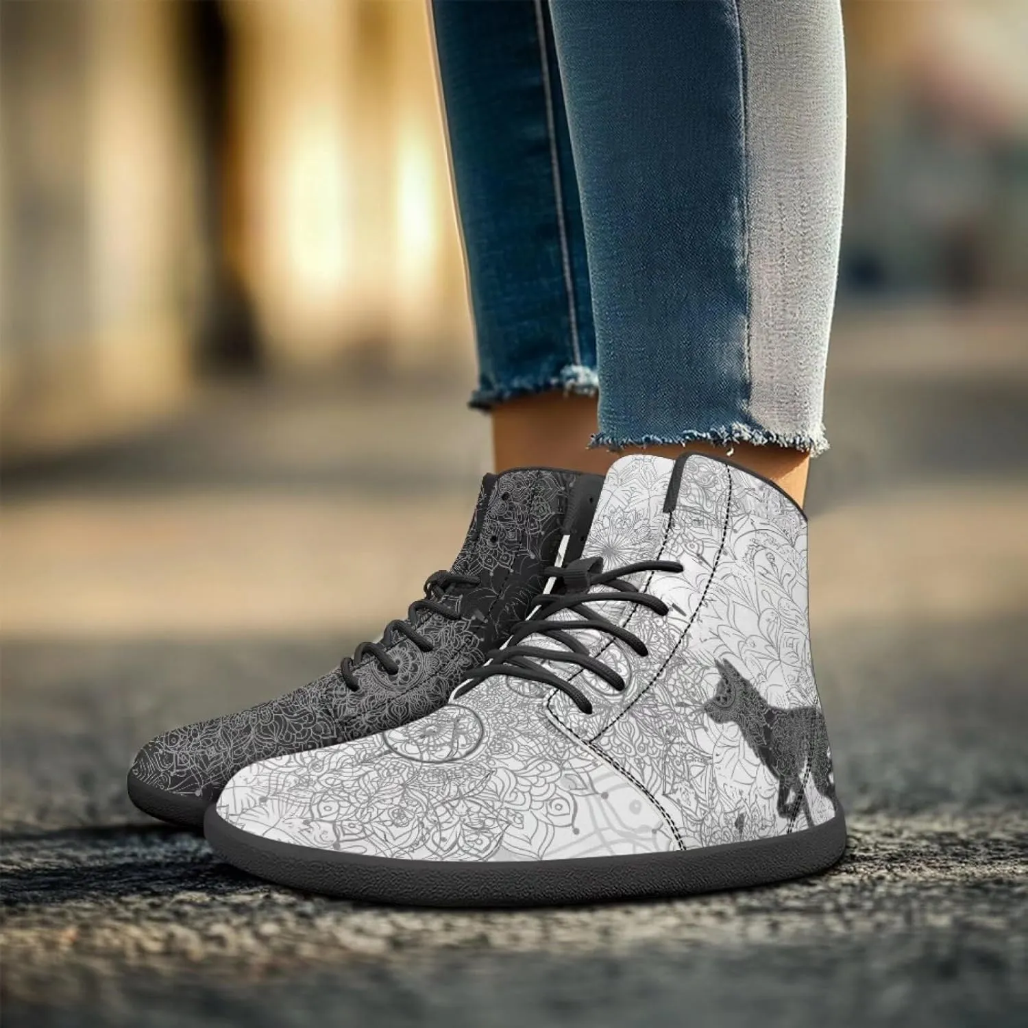 Binienty Wide Box Barefoot Shoes Men Women Wolf High Top Minimalist Ankle Boots Anti Skid Zero Drop Sole