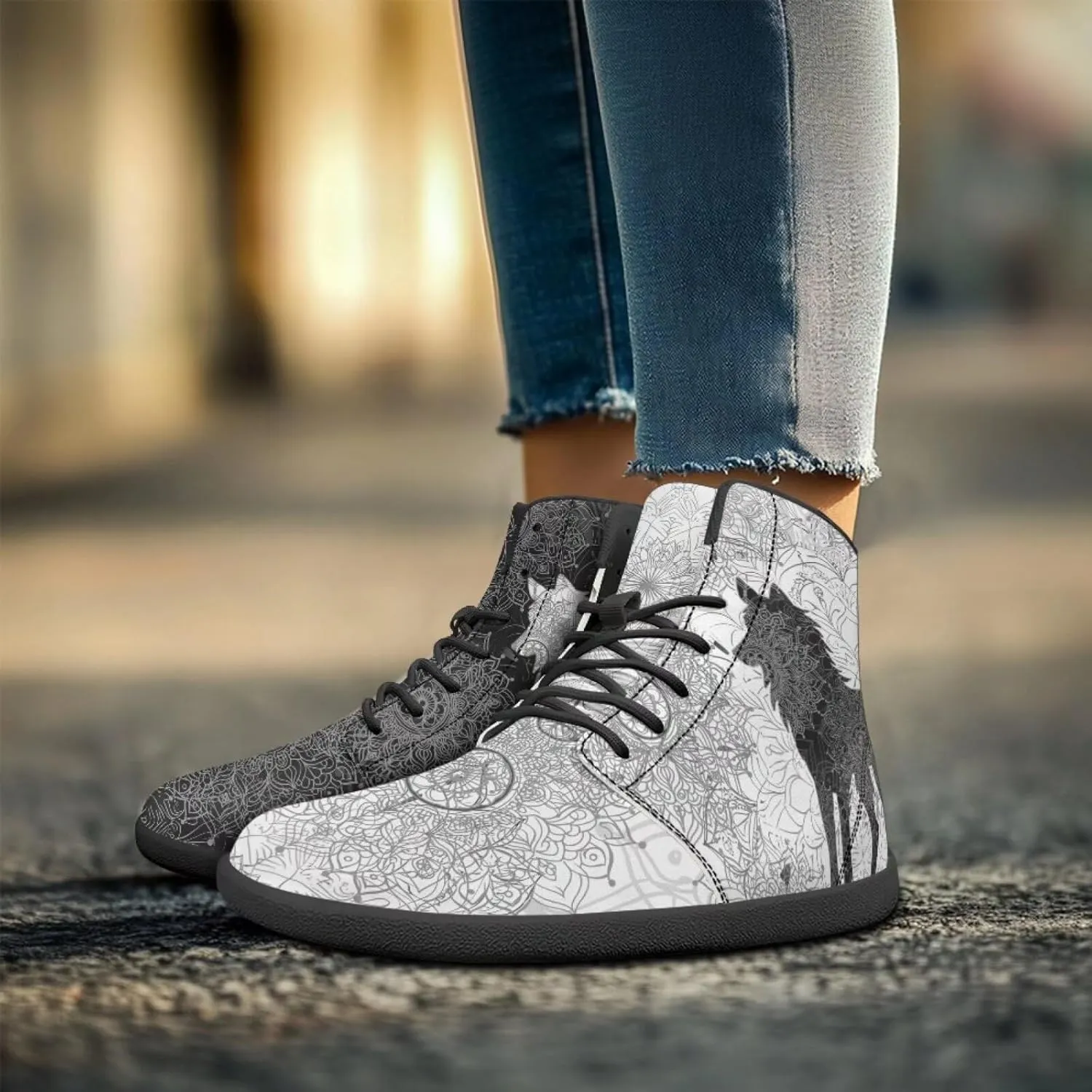 Binienty Wide Box Barefoot Shoes Men Women Wolf High Top Minimalist Ankle Boots Anti Skid Zero Drop Sole