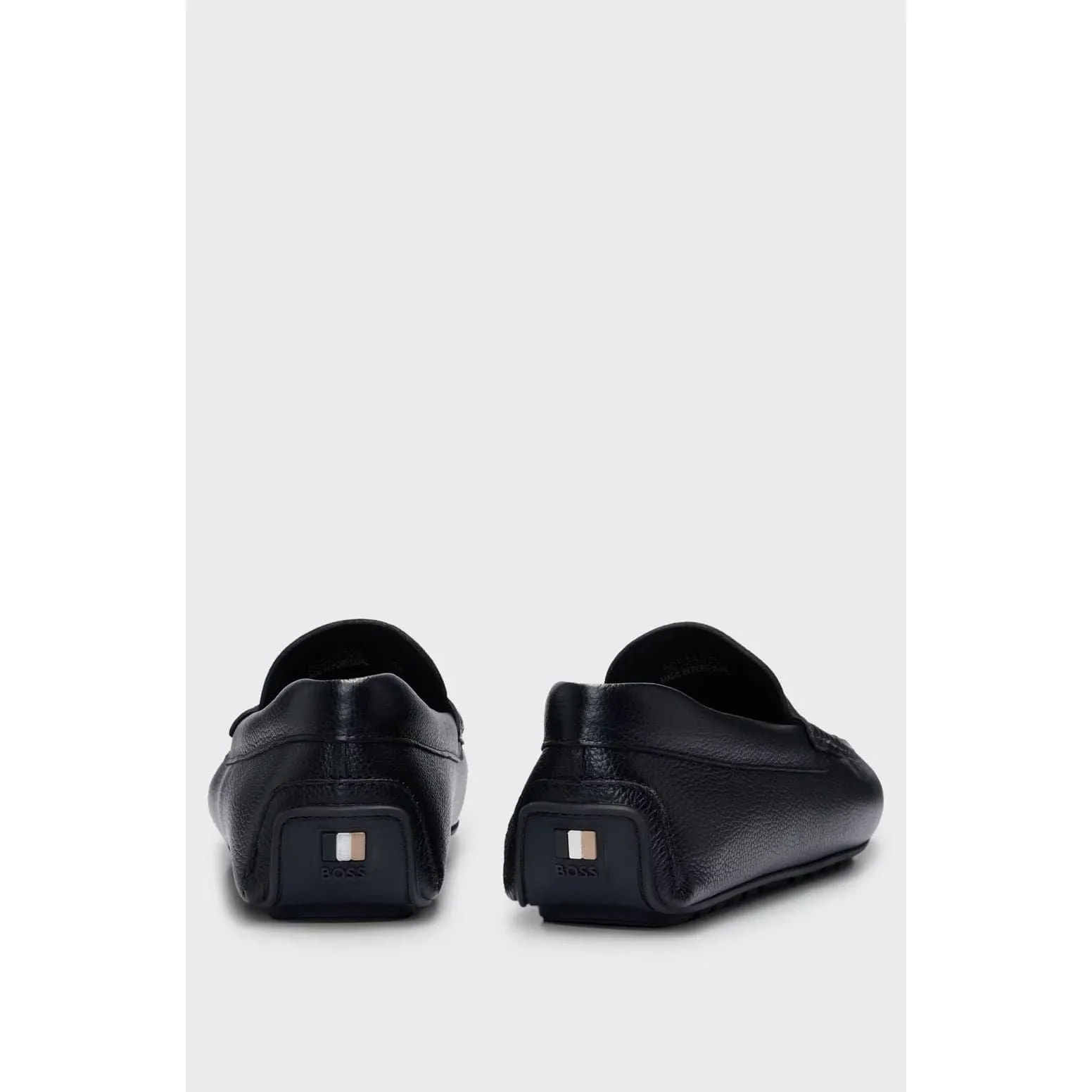 BOSS GRAINED-LEATHER DRIVER MOCCASINS WITH LOGO STRAP