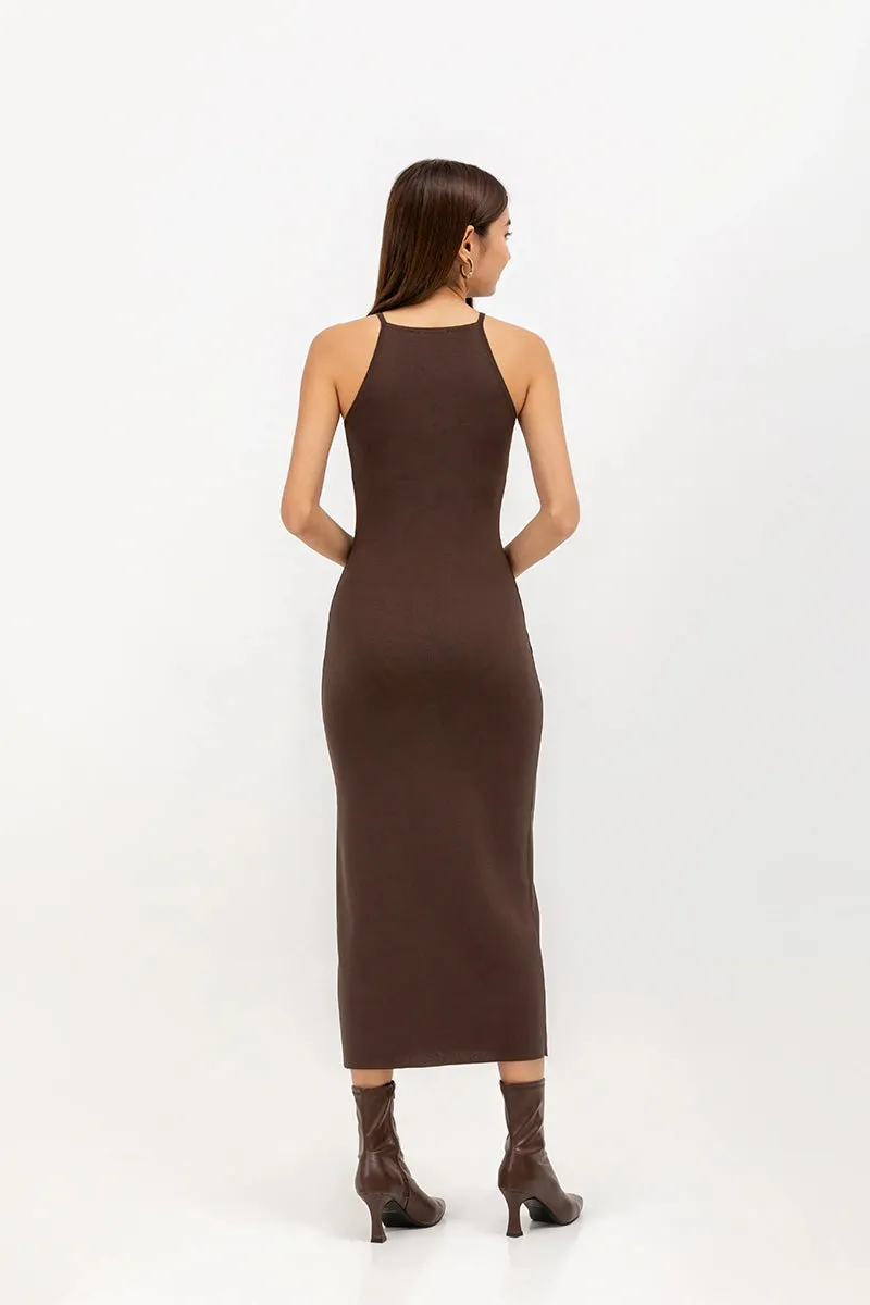 Charcoal Sleeveless Racer Neck Dress