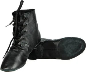 Cheapdancing Womens Leather Practice Dancing Shoes Jazz Boots Soft-Soled High Boots, Black