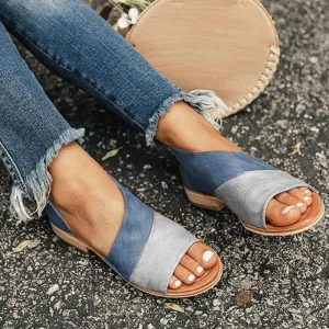 Chicvane Color Block Open Toe Flat Sandals