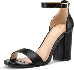 COASIS Women's Chunky Block Heels Open Toe Ankle Strap 3.5 Inch Heeled Sandals