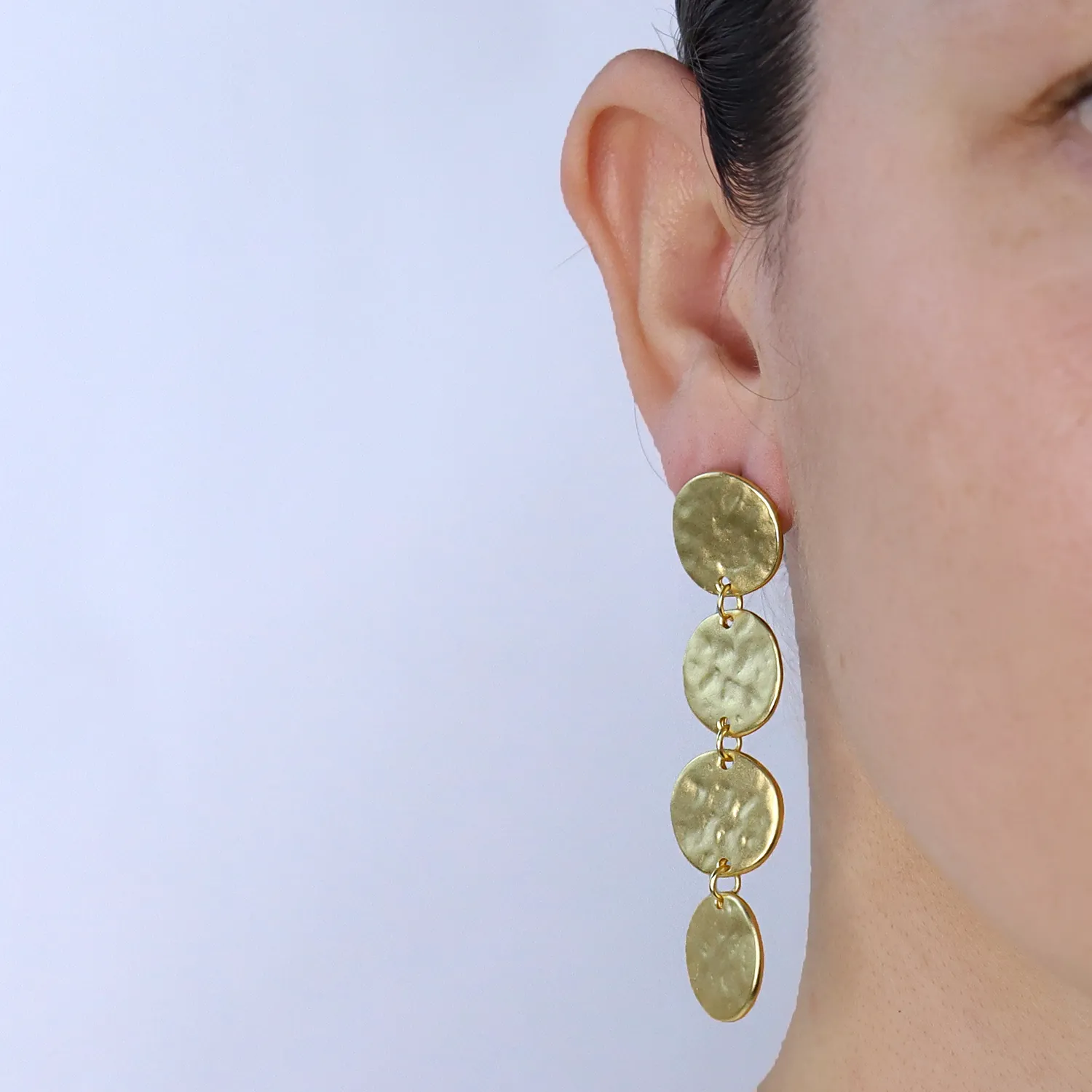 Coins Drop Clip Earrings