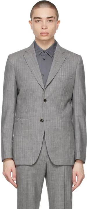 Comme des GarÃ§ons Homme Deux Grey Wool Stripe Blazer