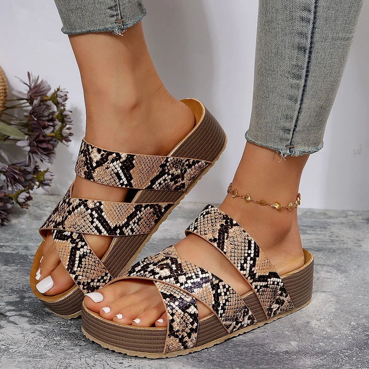 Crisscross Open Toe Platform Sandals (multiple color options)