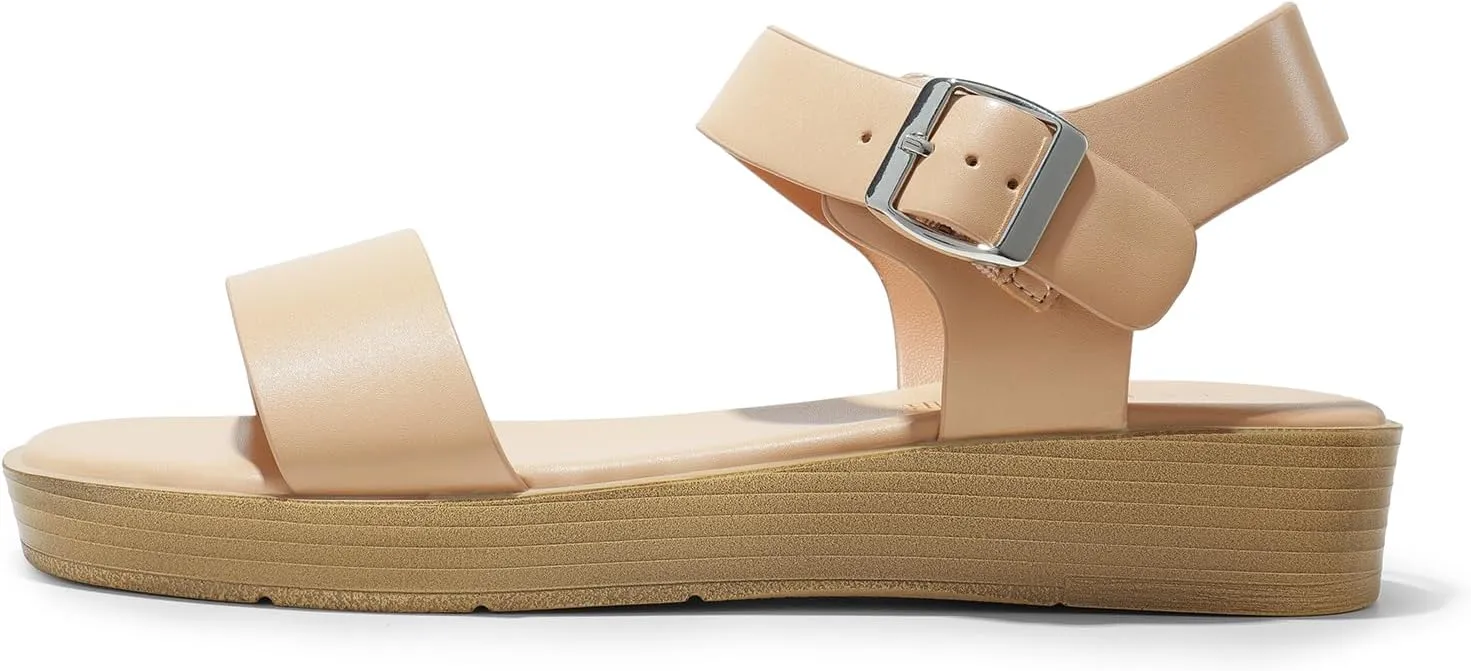 DREAM PAIRS Platform Sandals for Women, Comfortable Open Toe Wedge Sandals with Foam Insole, Lightweight Flatform Sandals for Women Dressy Casual Summer