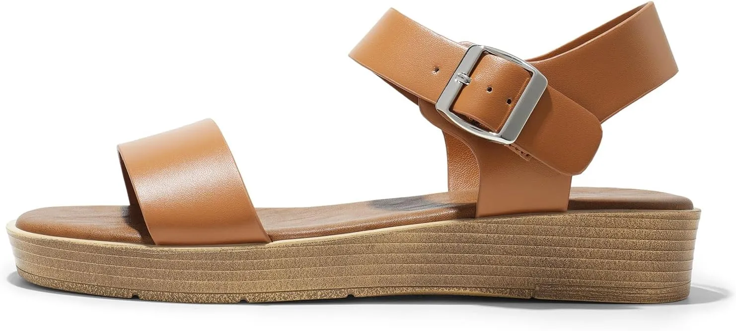 DREAM PAIRS Platform Sandals for Women, Comfortable Open Toe Wedge Sandals with Foam Insole, Lightweight Flatform Sandals for Women Dressy Casual Summer