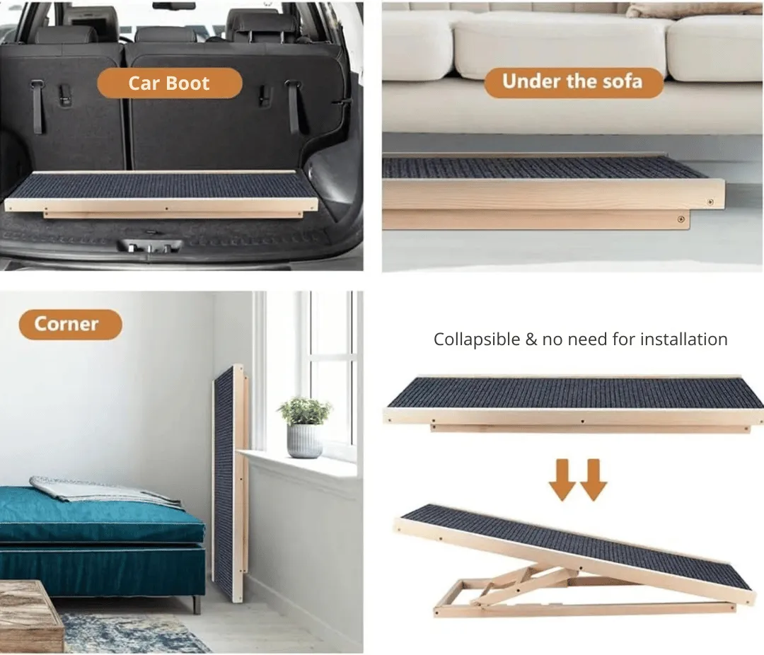 Easy-Storage Adjustable Wooden Dog Ramp