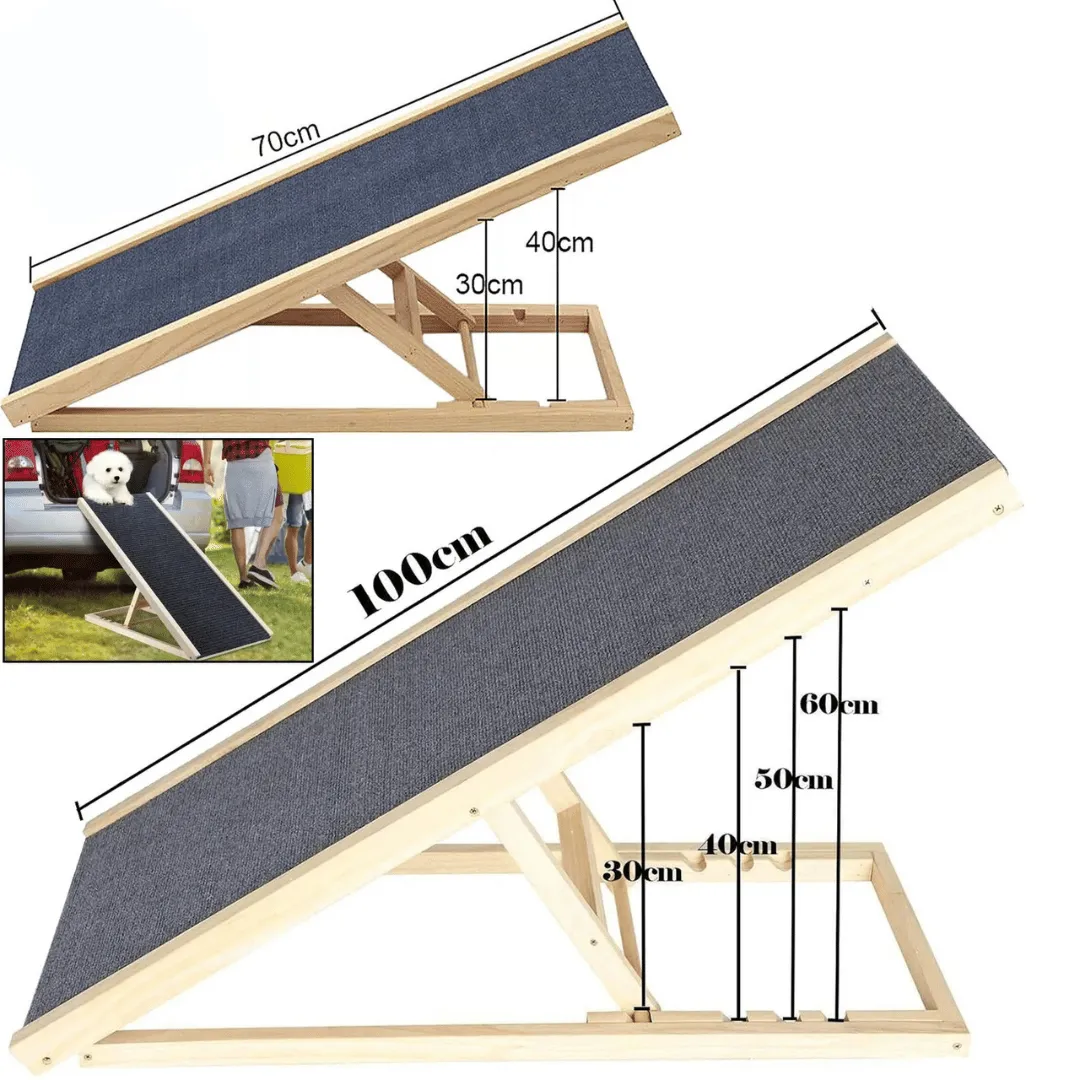 Easy-Storage Adjustable Wooden Dog Ramp