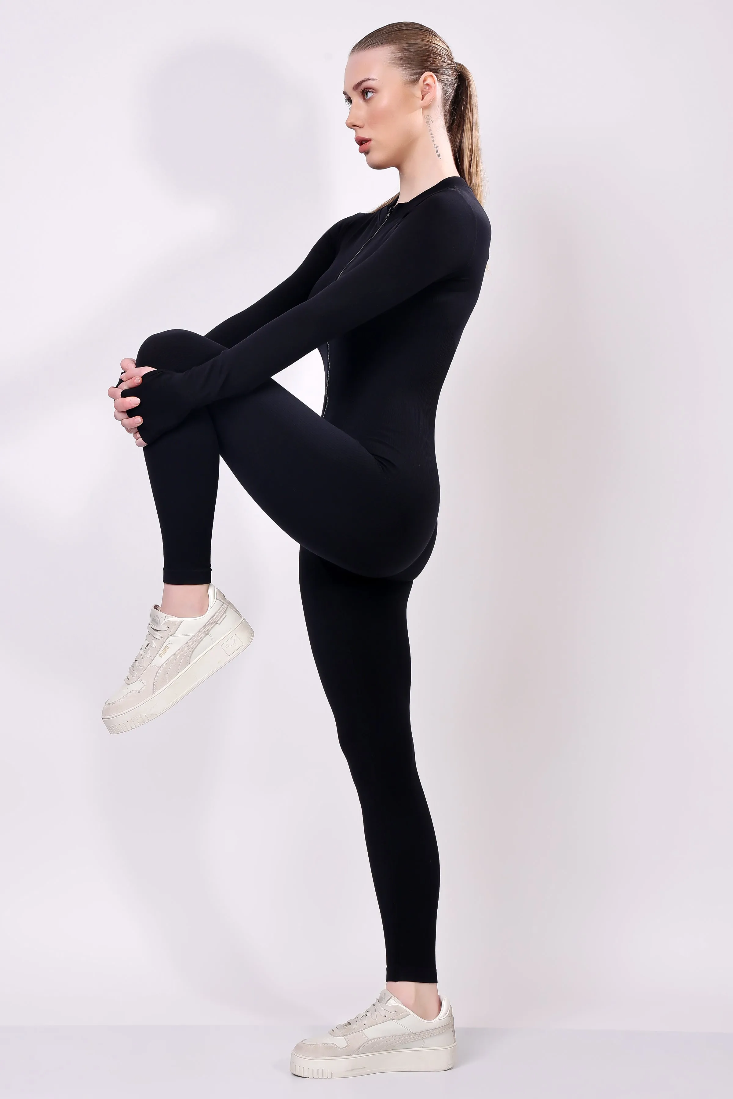 Elevate Zip-Front Active Jumpsuit - Black