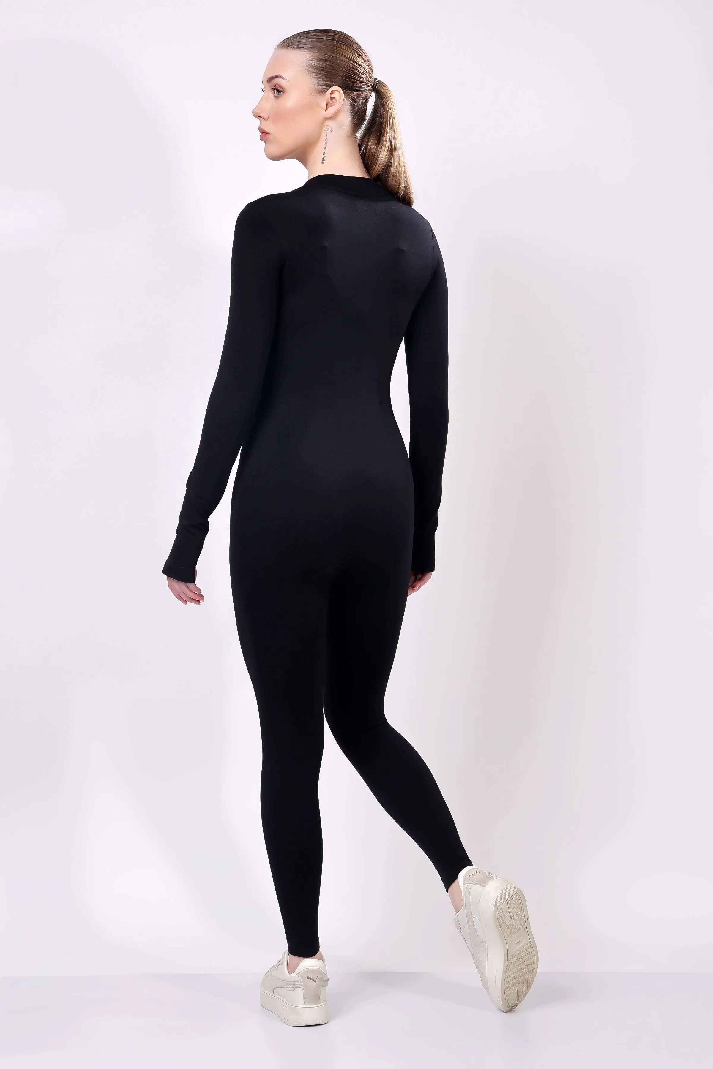 Elevate Zip-Front Active Jumpsuit - Black