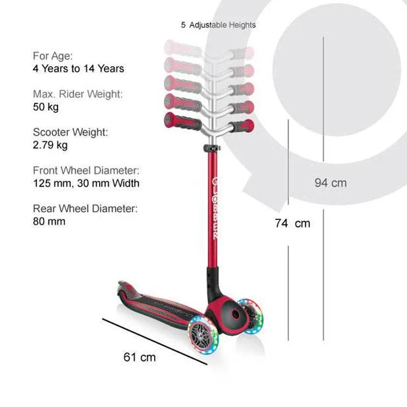 Globber Master Light Scooter Red (4-14yrs)