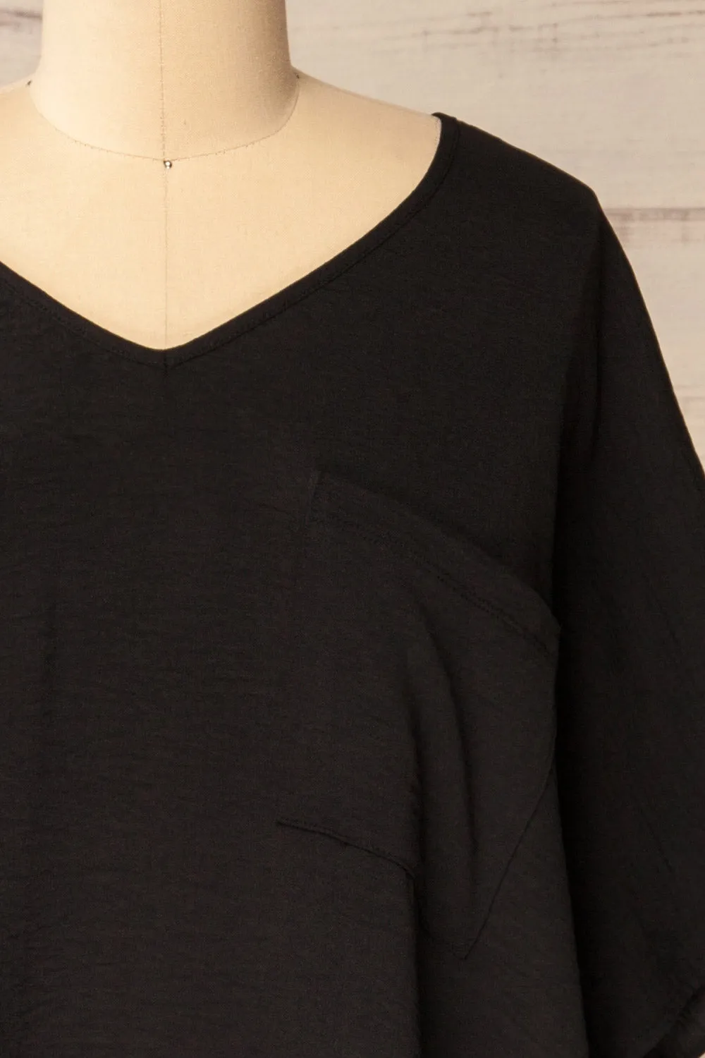 Haifa Black | Oversized Short Batwing Sleeve Top