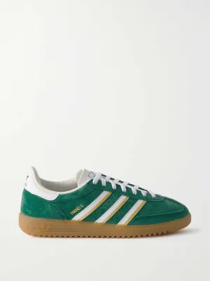 Hand 2 leather-trimmed suede sneakers