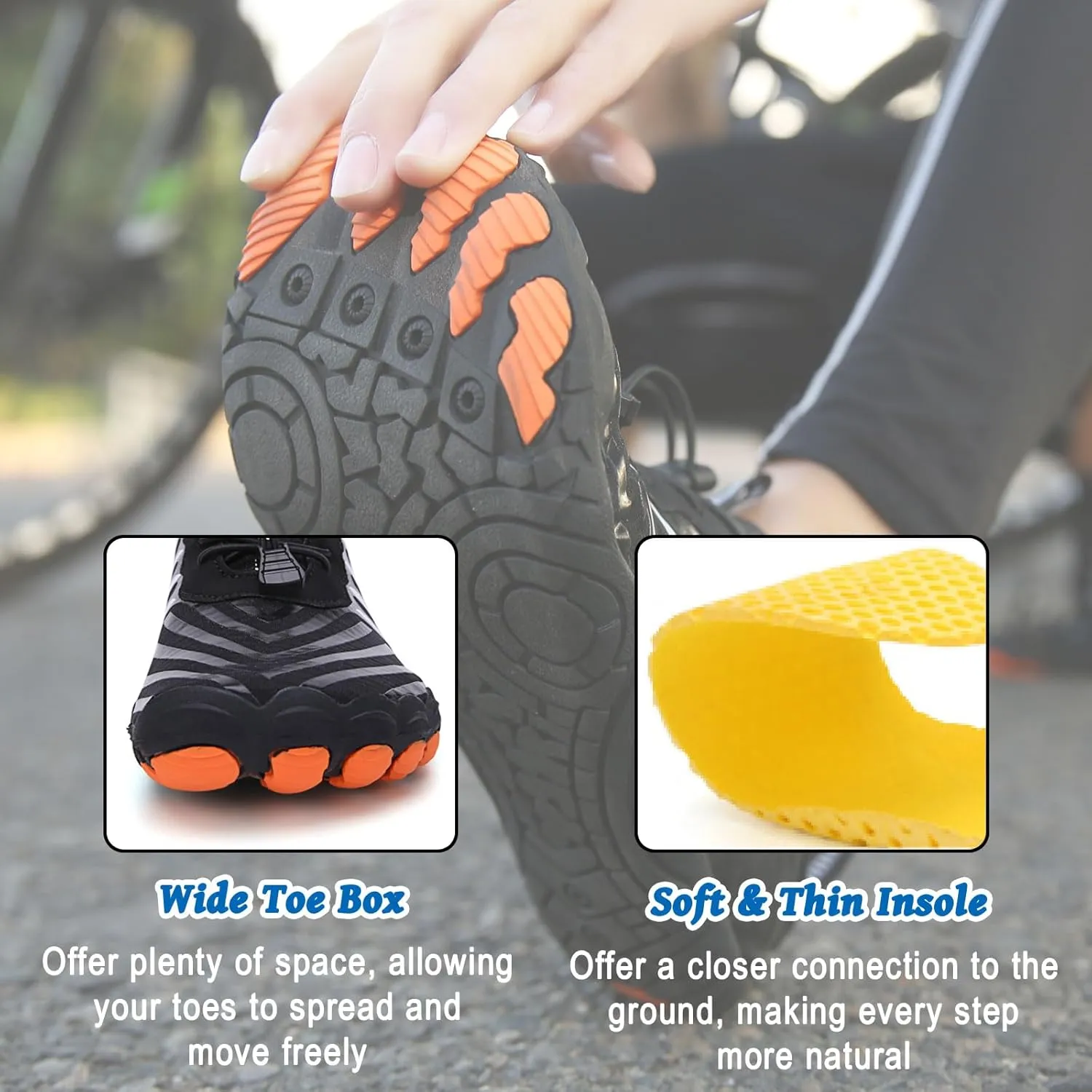 Hike Barefoot Shoes for Women Men, Pro Barefoot Shoes with Wide Toe Box for Hiking, Walking, Non-Slip Breathable Lightweight Water Shoes Unisex