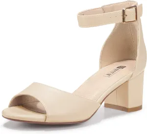 IDIFU Women's Candie Low Block Heels Sandals Peep Toe Chunky Ankle Strap Wedding Dress Shoes
