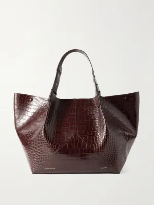 Jumbo W11 croc-effect leather tote