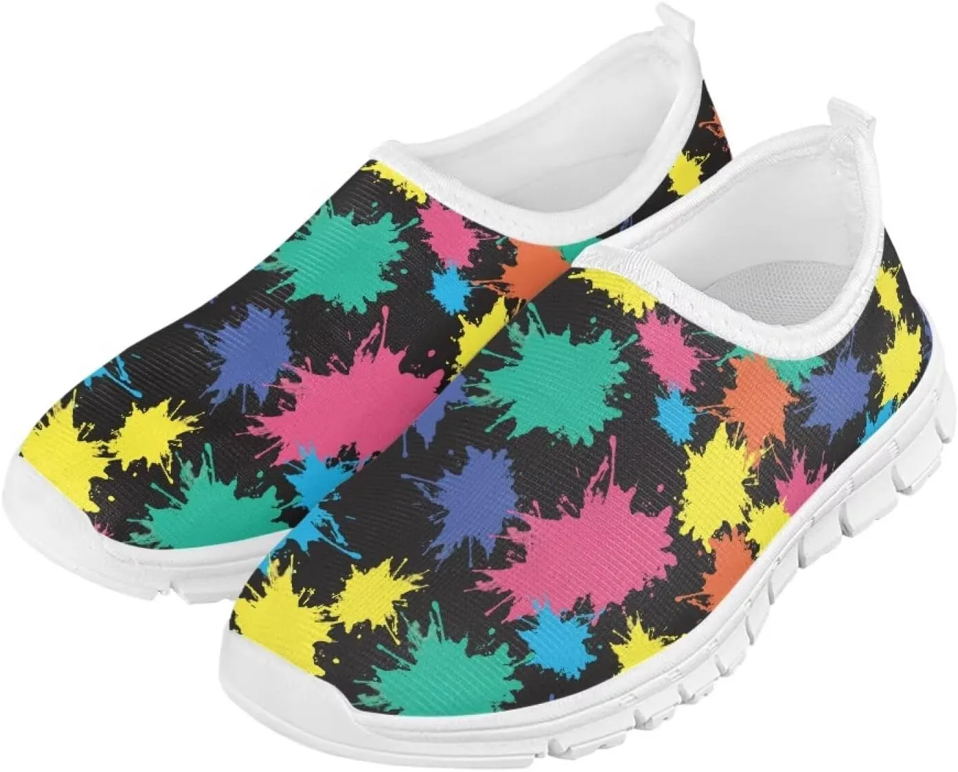 Kids Slip-On Athletic Shoes Breathable Mesh Running Sneakers for Boy Girl Comfort Anti-Skid Shoe for School & Outdoor Activities Size 11-15 White Sole
