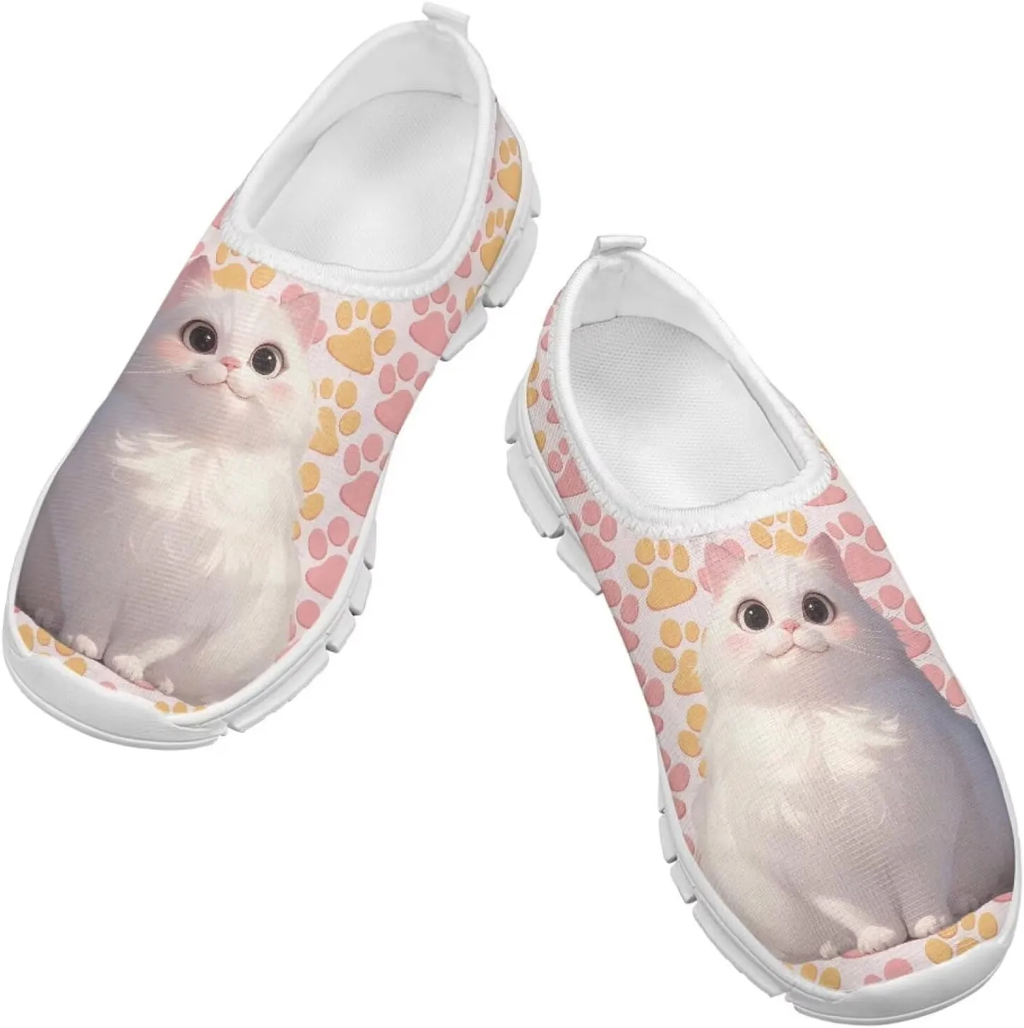 Kids Slip-On Athletic Shoes Breathable Mesh Running Sneakers for Boy Girl Comfort Anti-Skid Shoe for School & Outdoor Activities Size 11-15 White Sole