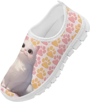 Kids Slip-On Athletic Shoes Breathable Mesh Running Sneakers for Boy Girl Comfort Anti-Skid Shoe for School & Outdoor Activities Size 11-15 White Sole
