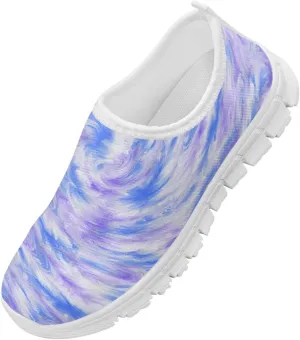 Kids Slip-On Athletic Shoes Breathable Mesh Running Sneakers for Boy Girl Comfort Anti-Skid Shoe for School & Outdoor Activities Size 11-15 White Sole