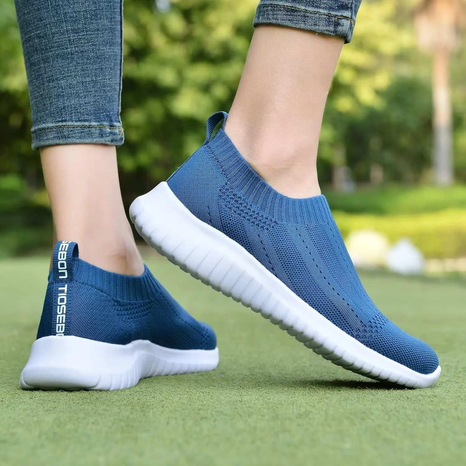 konhill Women's Slip On Sneakers Non Slip Walking Shoes Breathable Mesh Work Casual Lightweight Tennis Workout Shoes