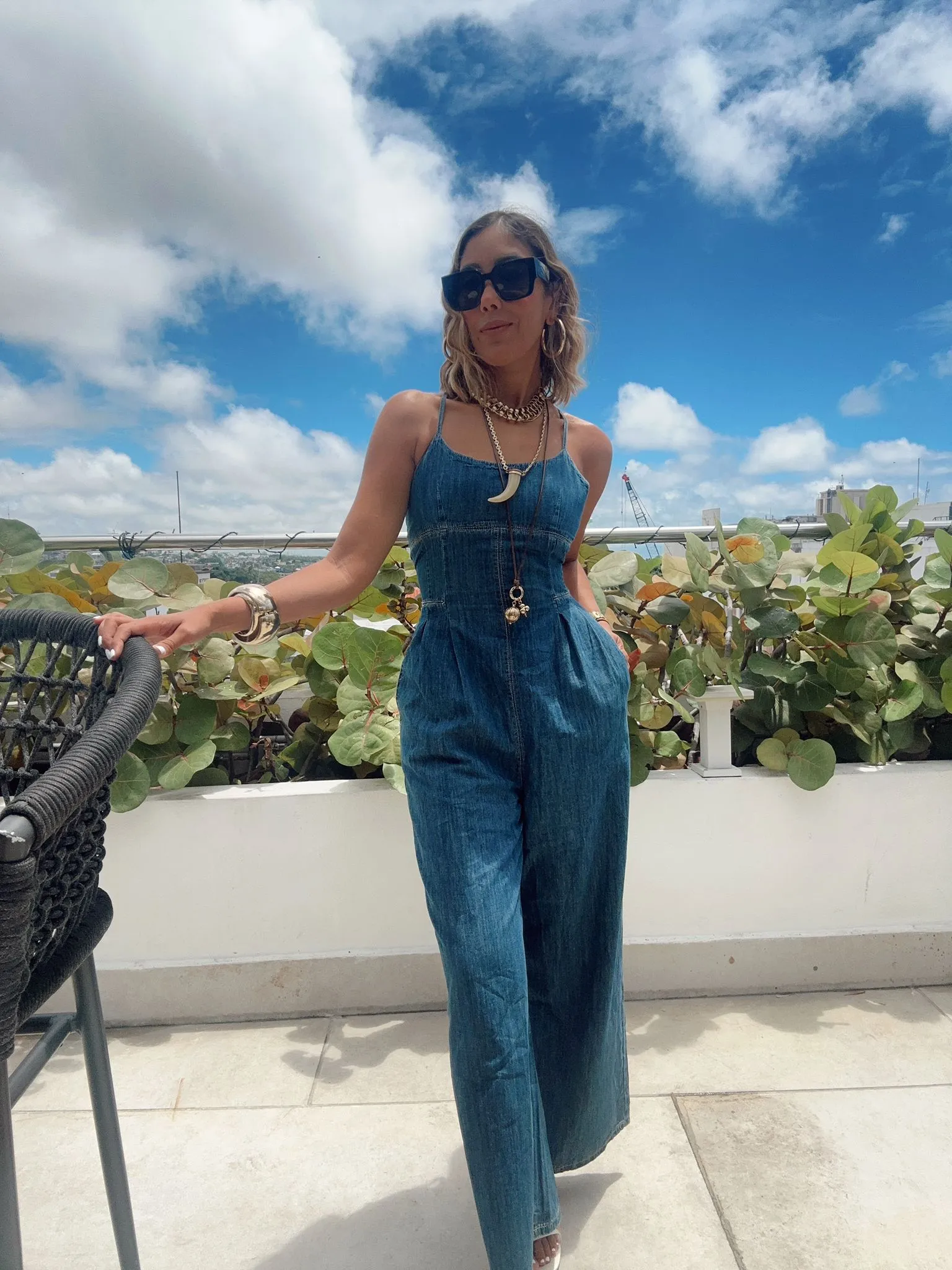 Layla Washed Denim Jumpsuit