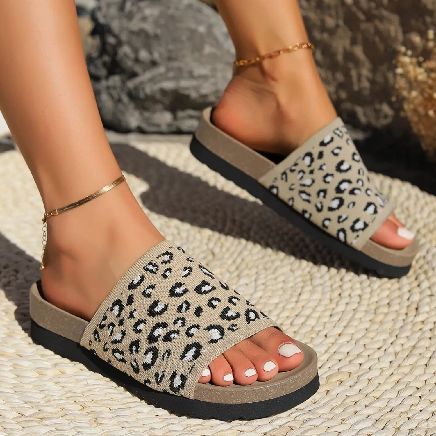 Leopard Open Toe Sandals (multiple color options)