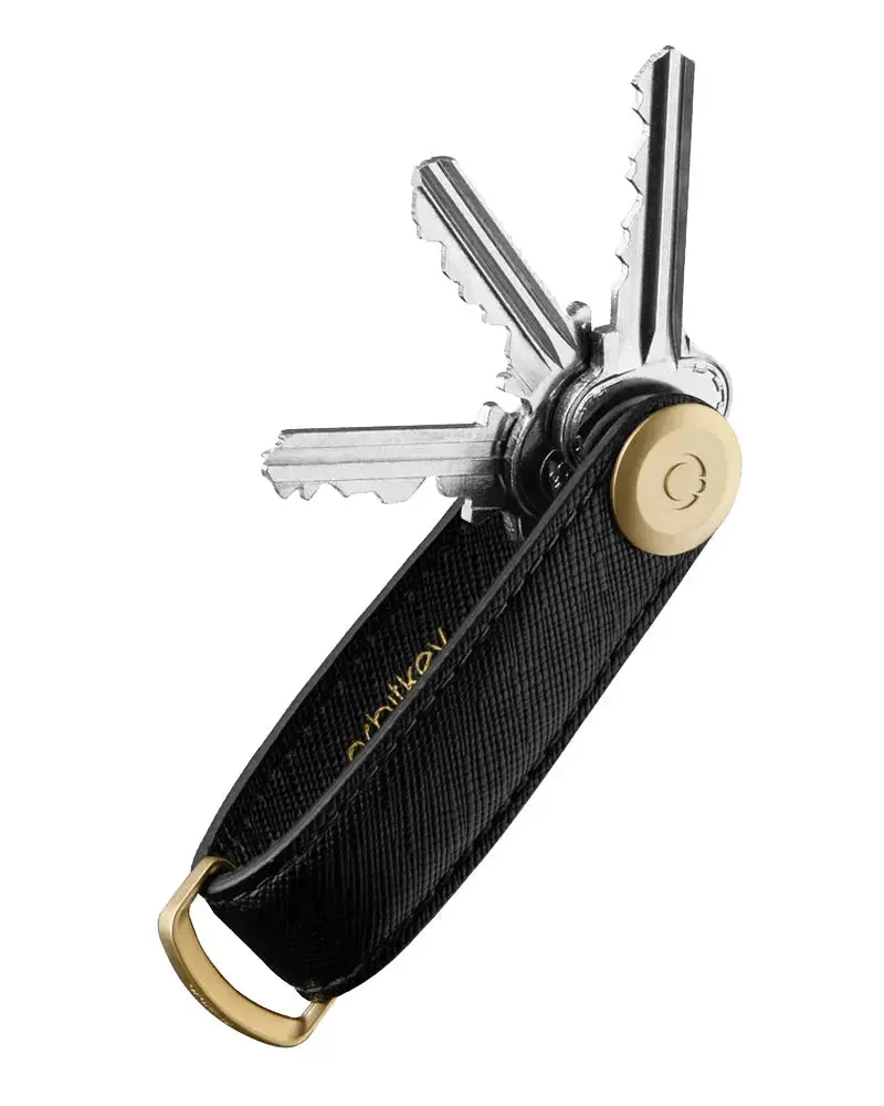 Liquorice Black Saffiano Leather Key Organiser