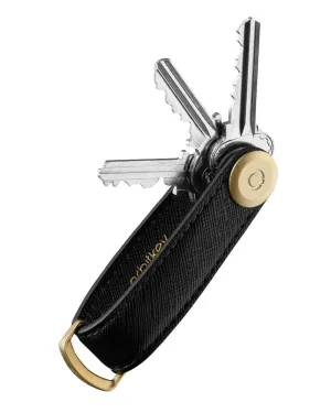 Liquorice Black Saffiano Leather Key Organiser